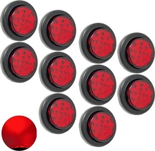 2" Round 13 LED Red/Amber Light Truck Trailer Side Marker Clearance Grommet 12V
