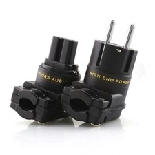 Rhodium Plated EU Power SCHUKO Right Angle HiFi Power Plug IEC C13 Female Socket