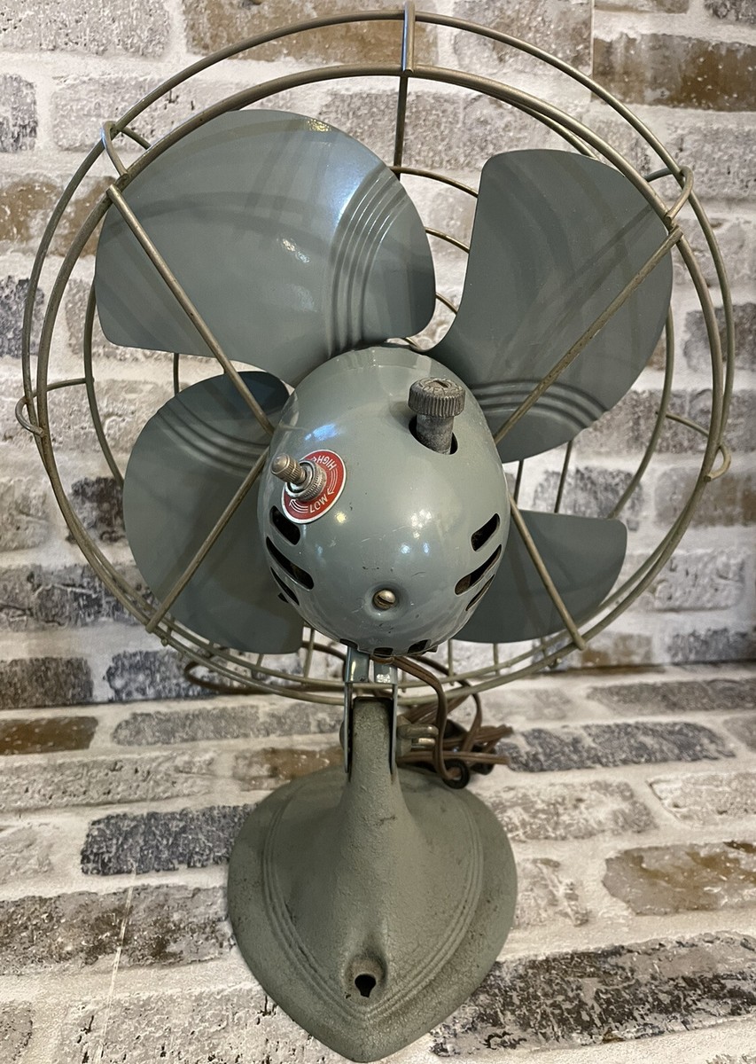 Vintage Dominion 12” Turquoise Oscillating Fan Tear Drop Base