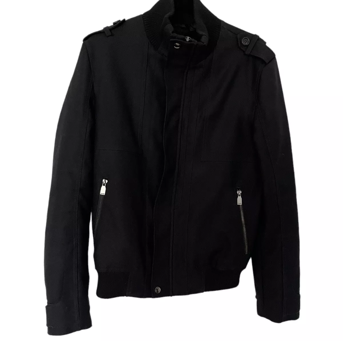 ZARA MAN Moda Sport Aviator Flight Style Jacket Mens Sz Medium Black Wool  Blend | eBay
