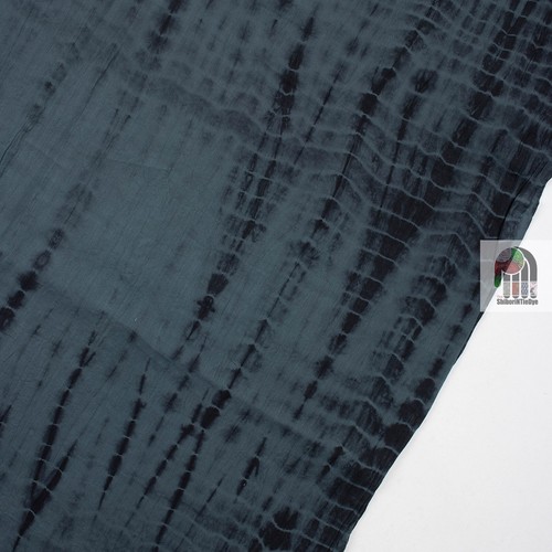1 Yard Indian Handmade Tie Dye Printed Soft Cotton Fabric Natural Indigo Blue - Picture 5 of 5
