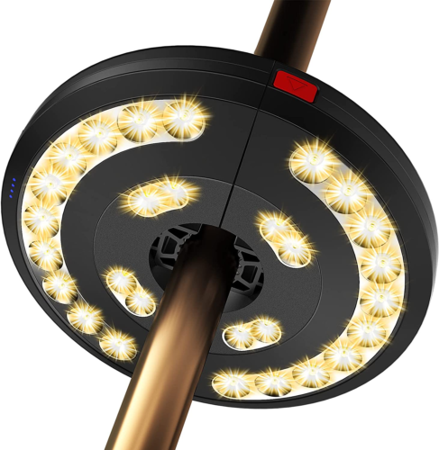 Patio Umbrella Lights-Rechargeable 28 LED 3 Modes Battery Powered USB Warm
