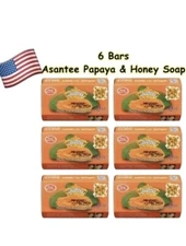 6 Bars x 125g Soap Papaya and Honey Asantee Face And body Anti Acne 