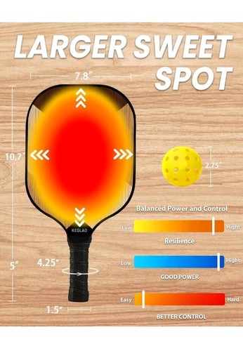 Neu 2 Pickleball Paddel, Graphit Pickleball Paddel mit 4 Bällen und Tasche (4s7) - Bild 3 von 4