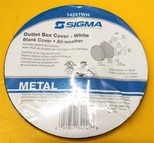 ⭐️⭐️⭐️⭐️⭐️ Brand New Sigma Outlet Box White Blank Cover All-Weather 4 Inch Plate