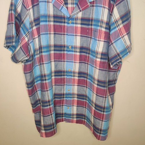 Lucky Brand kariertes Herrenhemd 4XLT 4XL groß Leinenmischung Kurzarm Knopfleiste - Bild 3 von 10