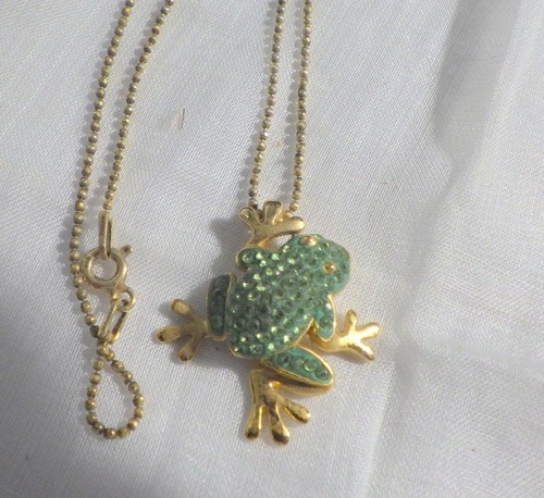 sterling frog gold overlay green crystals 16' CHAIN GOLD OVERLAY | eBay