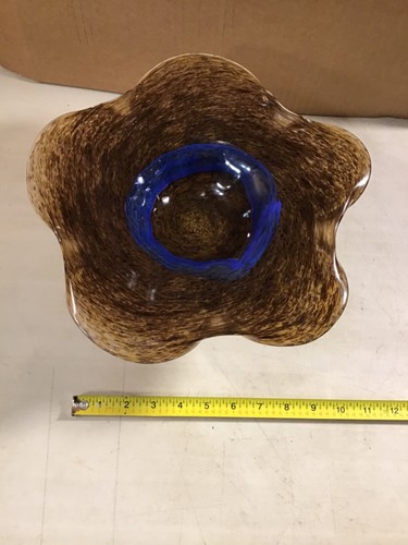 Murano Brown and Blue Glass 11.5” Round in Excellent Condition - Picture 7 of 9