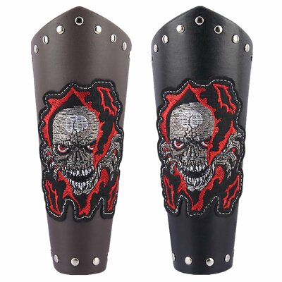Men Women Leather Gauntlet Wristband Bracer Arm Armor Cuff Costume Halloween