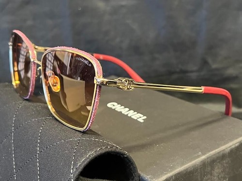 CHANEL CAT EYE DENIM SUNGLASSES CH4289Q PALE GOLD YELLOW GRADIENT BROWN 140mm - Picture 6 of 11