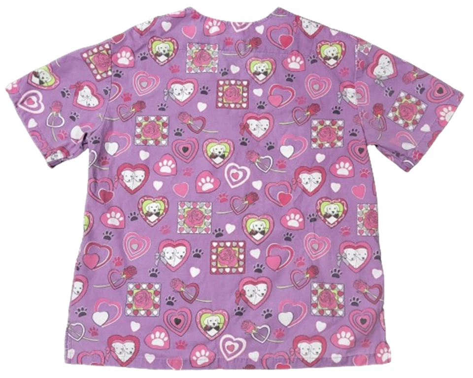 Natural Uniforms Natural Prints Scrub Women's XS Puppy Love Scrub Top w/ Pockets - Image 2 of 4