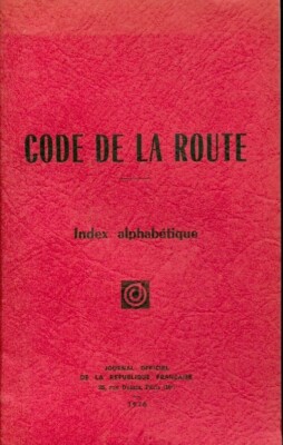 Code de la route. Index alphabétique - Inconnu - V162734
