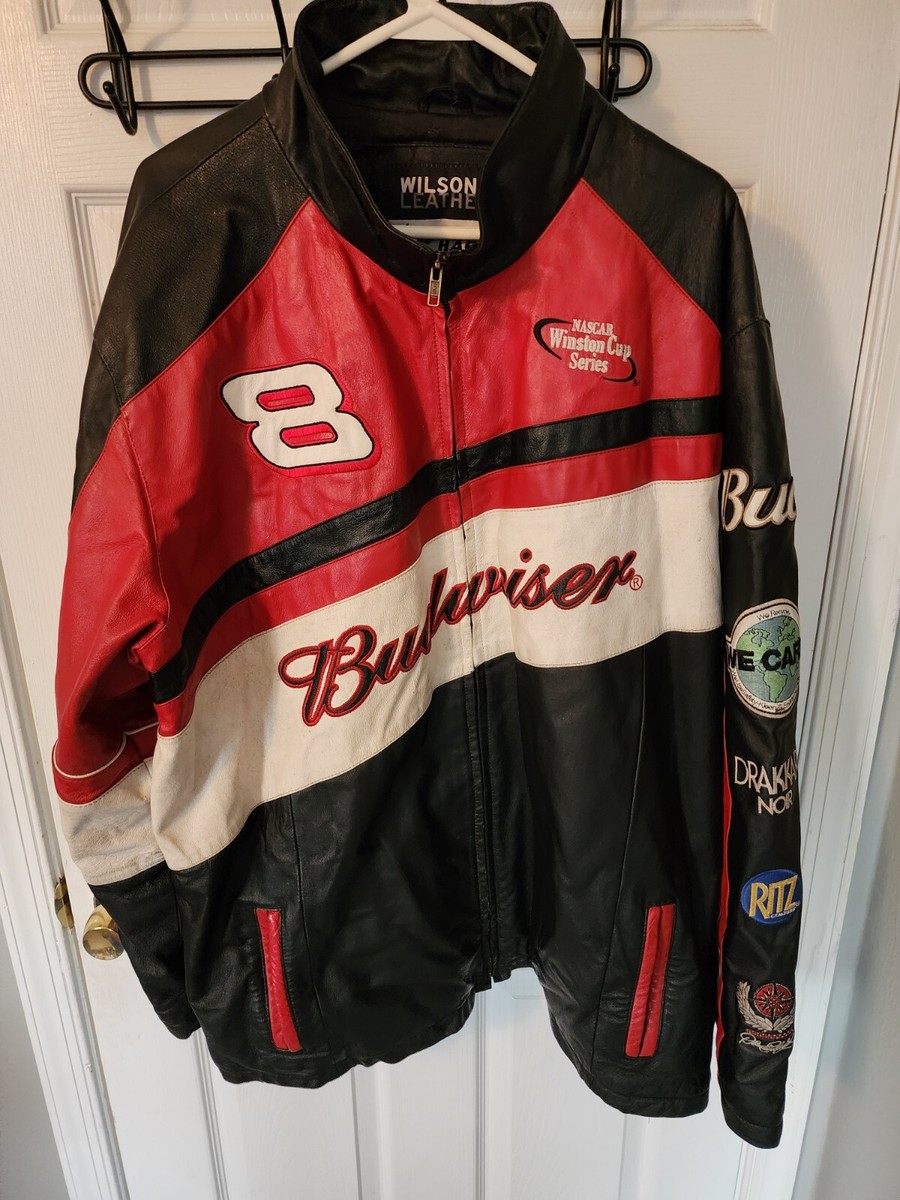 Vintage Dale Earnhardt Jr Budweiser Chase Wilson Leather Jacket Size 2xl
