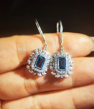 Sterling Silver Natural Blue Topaz Drop Dangling Earrings New UK Seller 00832