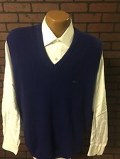 VTG Mens Izod Crest Logo Pullover VNeck Knit Sweater Vest Purple XL USA D3-18
