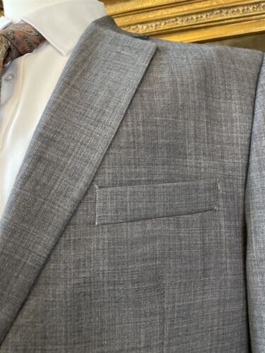 Chaps 46R 100% Wool Gray Hopsack 2 Button Blazer Jacket Sport Coat - Picture 2 of 11