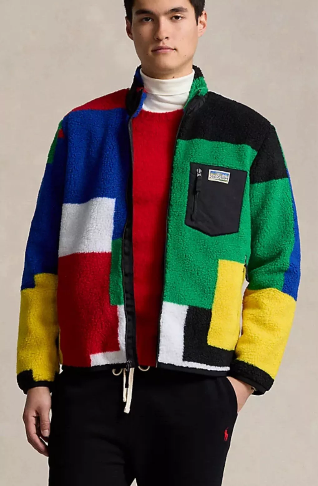 Veste polaire homme XL rare P Wing Polo Ralph Lauren couleur bloquée