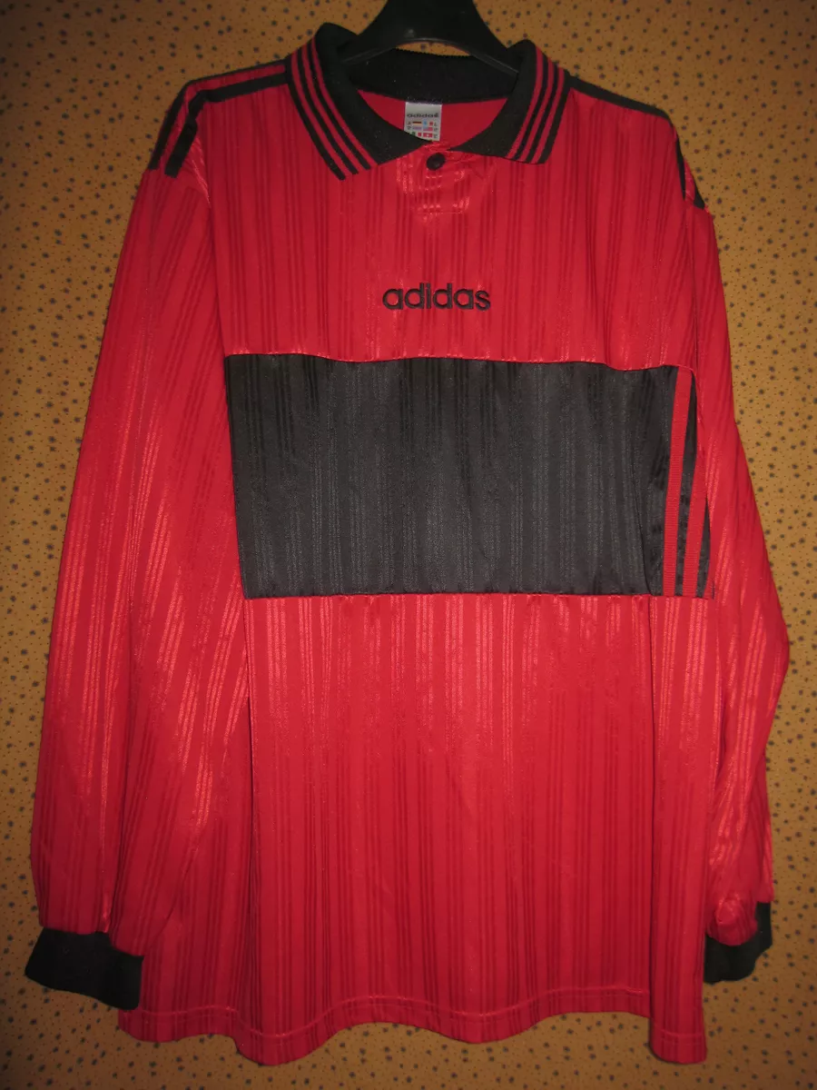 Maillot Adidas rouge et noir vintage 90 S Jersey Football Shirt