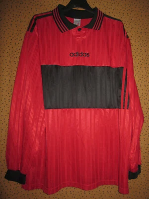 Maillot Adidas rouge et noir vintage 90'S Jersey Football Shirt oldschool - XL - Photo 1/4