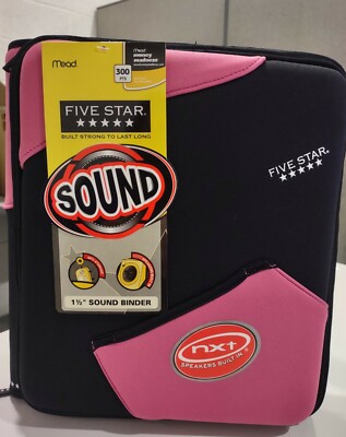 Mead Five Star Sound 3 Ring Bind With Built In Speakers Pink/Black