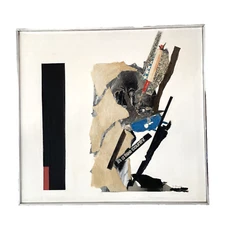 MCM Large Vintage Mixed Media Political Painting 32x30" It's A Free Country