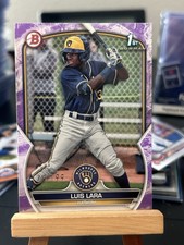 2023 Bowman Luis Lara Purple Pattern 1st Prospect #/199 Brewers