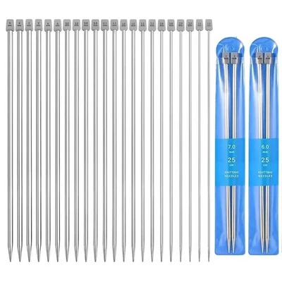 22PCS Metal Knitting Needles Long Knitting Light Weight Needles Kit Set