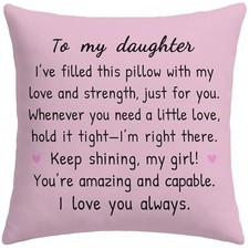 to My Throw Pillow Cover 18x18 Inch Birthday Gifts from Mom Dad, Pink Daughter