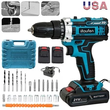 Drill Driver Cordless Electric Impact Wrench Gun Brushless+2 Battery&Charger YS