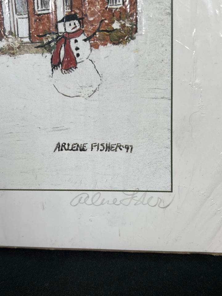 97英尺Arlene Fisher Lancaster农舍绵羊雪人印花签名编号208/500 — 第 3/4 张图片