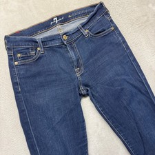 7 For All Mankind Jeans Women's 28 The Skinny Mid Rise Dark Wash Denim USA Made