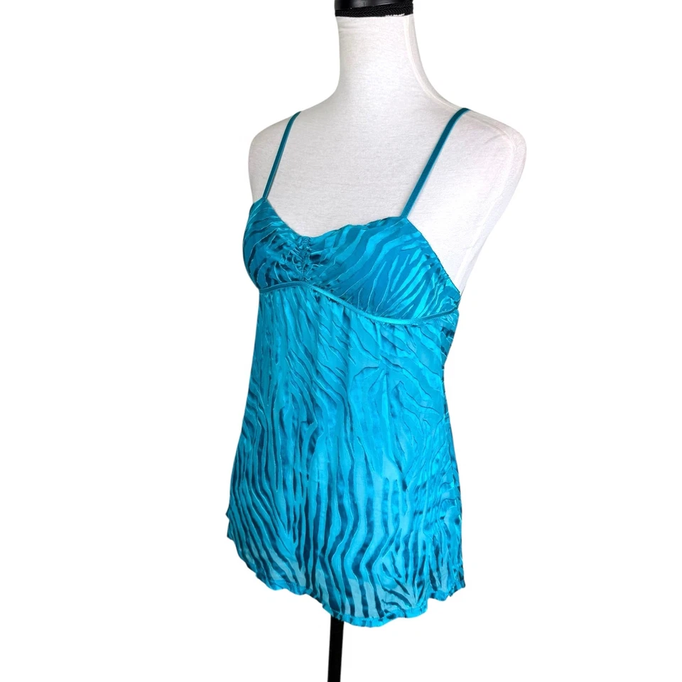 Lencería camisola Victoria's Secret S azul turquesa transparente con estampado de cebra Burnout Foto 3 de 4