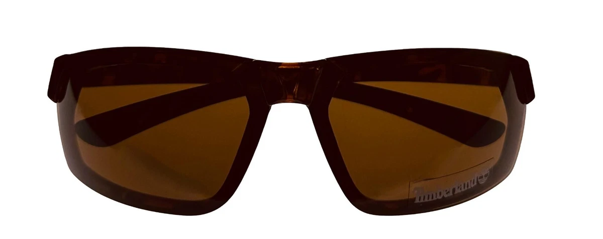 Timberland Dark Havana Mens Plastic Rectangle Sunglass, Brown Lens TB7219. 52E