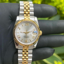 Custom Built Automatic Date Watch NH35 Two Tone Fluted Bezel