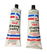 2 Tubes Red Glazing Putty U.S.Chemical & Plastics 32035 USC Auto Body fillers