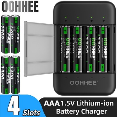8Pack 1300mWh 1.5V AAA Rechargeable Lithium Battery with 4-slot Thin Charing Box