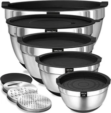 Mixing Bowls with Airtight Lids, 8PCS Stainless Steel Nesting Mixing