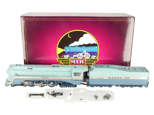 MTH 20-3435-2 O ATSF 4-6-4 Blue Goose Hudson Dampflok & Tender #3460 PS3 2R | Zustand: Used