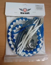 GARGOYLE BELLS 42" Genuine Leather Motorcycle Get Back Whip - Blue And White