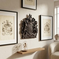 37cm Large Rustic Iron Antique Warrant Royal Crest Coat Of Arms Wall Plaque