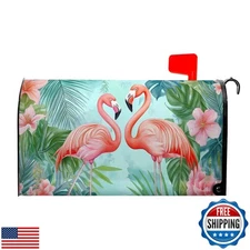 Summer Flamingos Mailbox Covers Magnetic Tropical Palm Mailbox Cover Standard