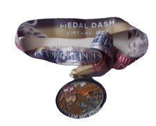 Medal Dash virtual run Neck Ribbon With 4x3" Metal Finisher Award dr4