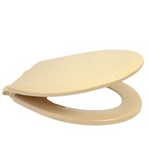 Bemis 500EC 068 Enameled Wood Round Toilet Seat - Fawn Beige Scratches