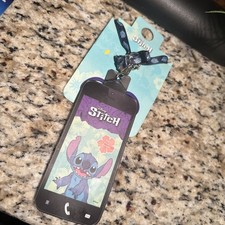 NEW Disney Lilo and Stitch Cell phone Holder and Lanyard and Clip Purple Stretch