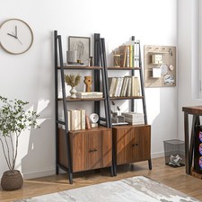 Ladder Shelf 160 CM Tall Bookshelf Industrial Bookcase w/Cabinet 4-Tier