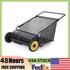 26" Heavy-Duty Push Lawn Sweeper W/4 Spinning Brushes,7 Cu.Ft.Large Pusher,Yard