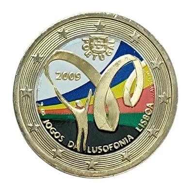 Euro Portugal 2€ Colorisée 2009 Jeux De La Lusophonie - Photo 1/2