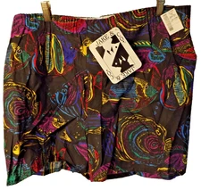 VTG Jake & Co Mens Boxer Shorts Fish Print Multicolor Black USA Made Sz 36-38