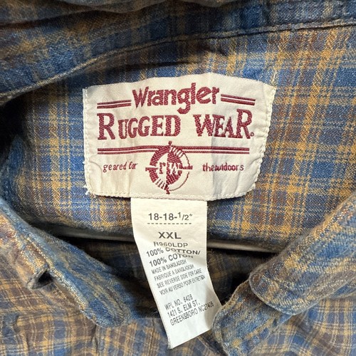 Wrangler Rugged Wear Mens Shirt Size XXL Blue/brown Wester Vintage - Picture 5 of 6