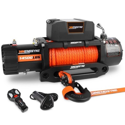 MNEMOSYNE 14500lbs Electric Winch 12V Synthetic Rope Towing Trailer 4WD 4X4